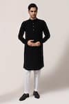 Buy_Aryavir Malhotra_Black Thread Work Kurta & White Pant Set _at_Aza_Fashions
