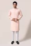 Buy_Aryavir Malhotra_Peach Plain Kurta & Pant Set _at_Aza_Fashions