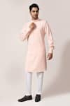 Buy_Aryavir Malhotra_Peach Plain Kurta & Pant Set _Online_at_Aza_Fashions