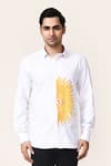 Aryavir Malhotra_White Half Sun Embroidered Shirt _at_Aza_Fashions