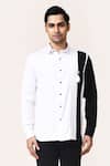 Buy_Aryavir Malhotra_Giza Cotton Color Block Shirt _at_Aza_Fashions