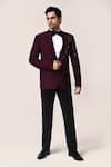 Buy_Aryavir Malhotra_Wine Jari Work Suit Set _Online_at_Aza_Fashions