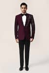 Shop_Aryavir Malhotra_Wine Jari Work Suit Set _Online_at_Aza_Fashions