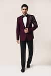 Aryavir Malhotra_Wine Jari Work Suit Set _at_Aza_Fashions