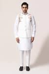 Aryavir Malhotra_White Hand Embroidered Bundi Set _Online_at_Aza_Fashions