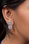 Ananta Jewels_Silver Plated Twin Halo Solitaire Earrings _Online_at_Aza_Fashions