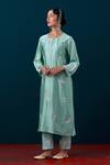 Shop_Anantaa By Roohi_Flower Embroidered Kurta & Pant Set _Online_at_Aza_Fashions