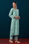 Anantaa By Roohi_Flower Embroidered Kurta & Pant Set _at_Aza_Fashions