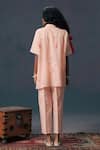 Shop_Arcvsh By Pallavi Singh_Pink Chanderi, Silk Embroidery Collared Old Rose Shirt And Pant Set _at_Aza_Fashions