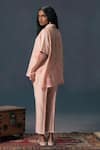 Buy_Arcvsh By Pallavi Singh_Pink Chanderi, Silk Embroidery Collared Old Rose Shirt And Pant Set _Online_at_Aza_Fashions