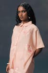 Buy_Arcvsh By Pallavi Singh_Pink Chanderi Embroidery Collared Old Rose Shirt _Online_at_Aza_Fashions
