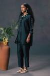 Shop_Arcvsh By Pallavi Singh_Green Double Layer Embroidered Shirt _Online_at_Aza_Fashions