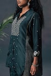 Shop_Arcvsh By Pallavi Singh_Green Mulberry Silk Embroidered Shirt _Online_at_Aza_Fashions