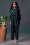 Buy_Arcvsh By Pallavi Singh_Green Lace Embroidered Shirt & Pant Set _at_Aza_Fashions