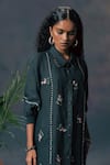 Arcvsh By Pallavi Singh_Green Rose Print Shirt & Pant Set _at_Aza_Fashions