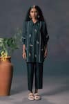 Buy_Arcvsh By Pallavi Singh_Green Rose Print Shirt  _at_Aza_Fashions