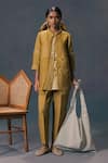 Shop_Arcvsh By Pallavi Singh_Moss Green Discharge Print Shirt _Online_at_Aza_Fashions