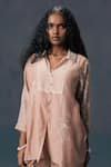 Buy_Arcvsh By Pallavi Singh_Mocha Mousse Discharge Print Shirt Set _Online_at_Aza_Fashions