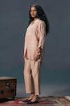 Shop_Arcvsh By Pallavi Singh_Mocha Mousse Discharge Print Shirt Set _Online_at_Aza_Fashions