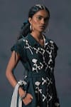 Arcvsh By Pallavi Singh_Green Discharge Print Linen Kurta _Online_at_Aza_Fashions