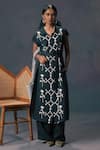 Buy_Arcvsh By Pallavi Singh_Green Discharge Print Linen Kurta _at_Aza_Fashions