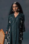 Arcvsh By Pallavi Singh_Green Linen Embroidered Shirt Dress _Online_at_Aza_Fashions