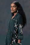 Buy_Arcvsh By Pallavi Singh_Green Linen Embroidered Shirt Dress _Online_at_Aza_Fashions