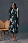Buy_Arcvsh By Pallavi Singh_Green Discharge Print Gauze Linen Dress _at_Aza_Fashions