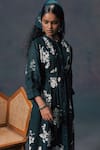 Buy_Arcvsh By Pallavi Singh_Green Discharge Print Gauze Linen Dress _Online_at_Aza_Fashions