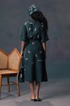 Shop_Arcvsh By Pallavi Singh_Green Rose Print Linen Dress _at_Aza_Fashions