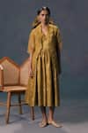 Buy_Arcvsh By Pallavi Singh_Scalloped Organza Jacket & Silk Chanderi Dress _at_Aza_Fashions