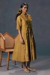Arcvsh By Pallavi Singh_Scalloped Organza Jacket & Silk Chanderi Dress _Online_at_Aza_Fashions