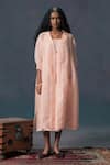 Buy_Arcvsh By Pallavi Singh_Old Rose Pink Organza Jacket & Dress Set _at_Aza_Fashions