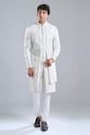 Buy_Arihant Rai Sinha_Cream Silk Sequins, Embroidery Floral Sherwani Set _Online_at_Aza_Fashions