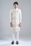 Shop_Arihant Rai Sinha_Cream Silk Embroidery Florette Sherwani Set _Online_at_Aza_Fashions