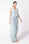 Jayati Goenka_Stripe Print Vest With Pant _Online_at_Aza_Fashions