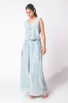 Jayati Goenka_Stripe Print Vest With Pant _at_Aza_Fashions
