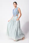 Jayati Goenka_Chanderi Silk Printed Skirt Set With Overlay _at_Aza_Fashions