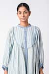 JAYATI GOENKA_Chanderi Silk Stripe Print Dress _at_Aza_Fashions