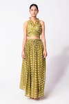 Jayati Goenka_Chanderi Silk Printed Wrap Top Skirt Set _Online_at_Aza_Fashions