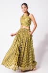 Buy_Jayati Goenka_Chanderi Silk Printed Wrap Top Skirt Set 