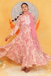 Buy_Jyoti Bansal_Floral Print Anarkali With Stole _at_Aza_Fashions