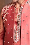 Shop_Kaaj Button_Lightening Applique Bundi Kurta Set _Online_at_Aza_Fashions