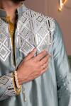 Kaaj Button_Leather Armour Applique Kurta Set _at_Aza_Fashions