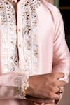 Buy_Kaaj Button_Royal Leather Applique Kurta Set _Online_at_Aza_Fashions
