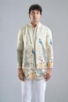 Shop_Arihant Rai Sinha_Cream Tissue Embroidery Peacock Kurta With Koti Jacket _Online_at_Aza_Fashions