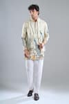 Arihant Rai Sinha_Cream Tissue Embroidery Peacock Kurta With Koti Jacket _at_Aza_Fashions