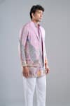 Buy_Arihant Rai Sinha_Purple Shantoon, Tissue Embroidery Rangeela Mor Kurta With Koti Jacket _Online_at_Aza_Fashions