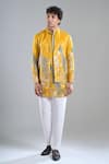 Arihant Rai Sinha_Yellow Tissue Embroidery Rangeela Mor Kurta With Koti Jacket _Online_at_Aza_Fashions