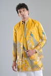 Buy_Arihant Rai Sinha_Yellow Tissue Embroidery Rangeela Mor Kurta With Koti Jacket _at_Aza_Fashions